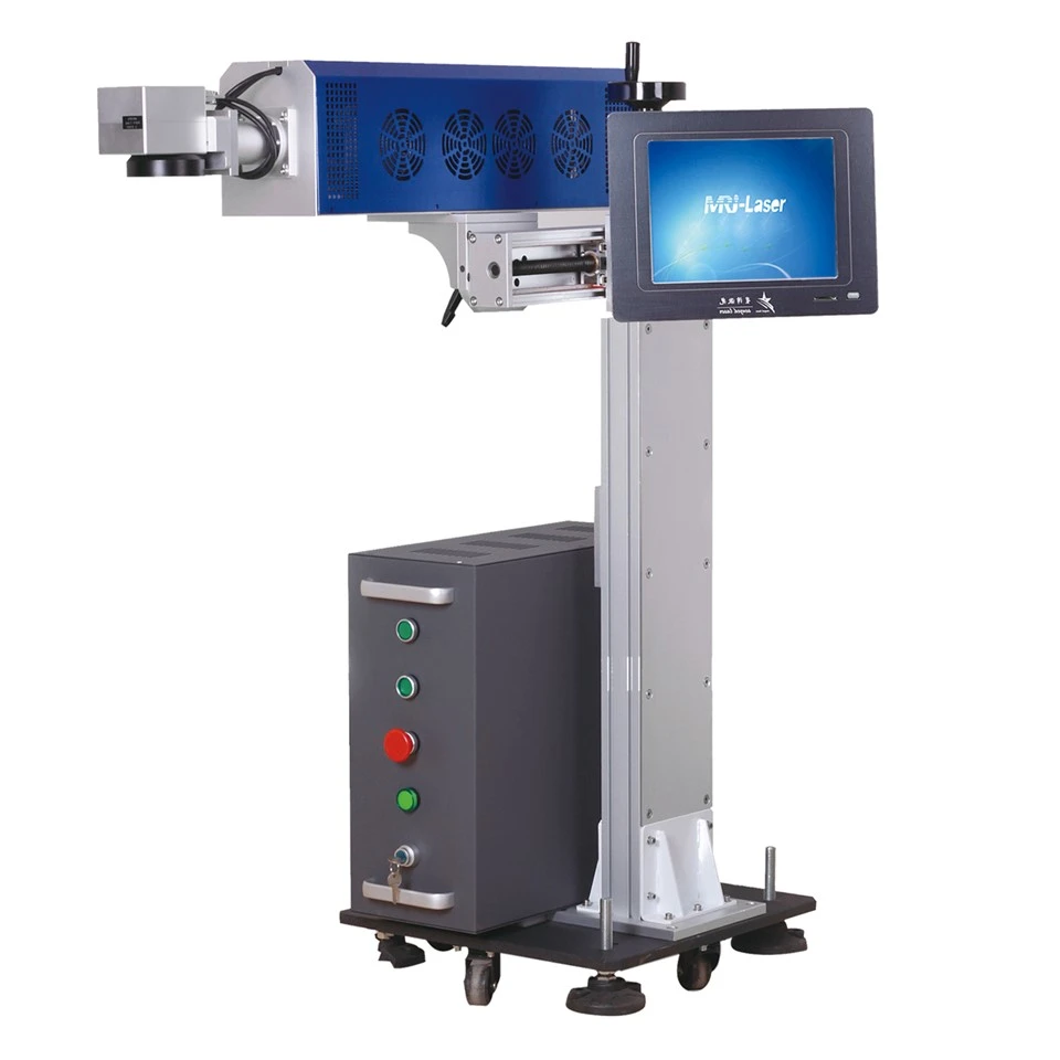 MRJ-Laser memproduksi mesin penanda laser 30W CO2 yang dikelola PLC otomatis untuk botol pabrik makanan dan obat.